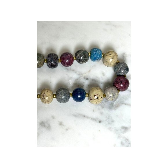 Assorted Natural Stone Necklace Jasper And Sodalite Positive Energy Jewelry 146g - Picture 3 of 5